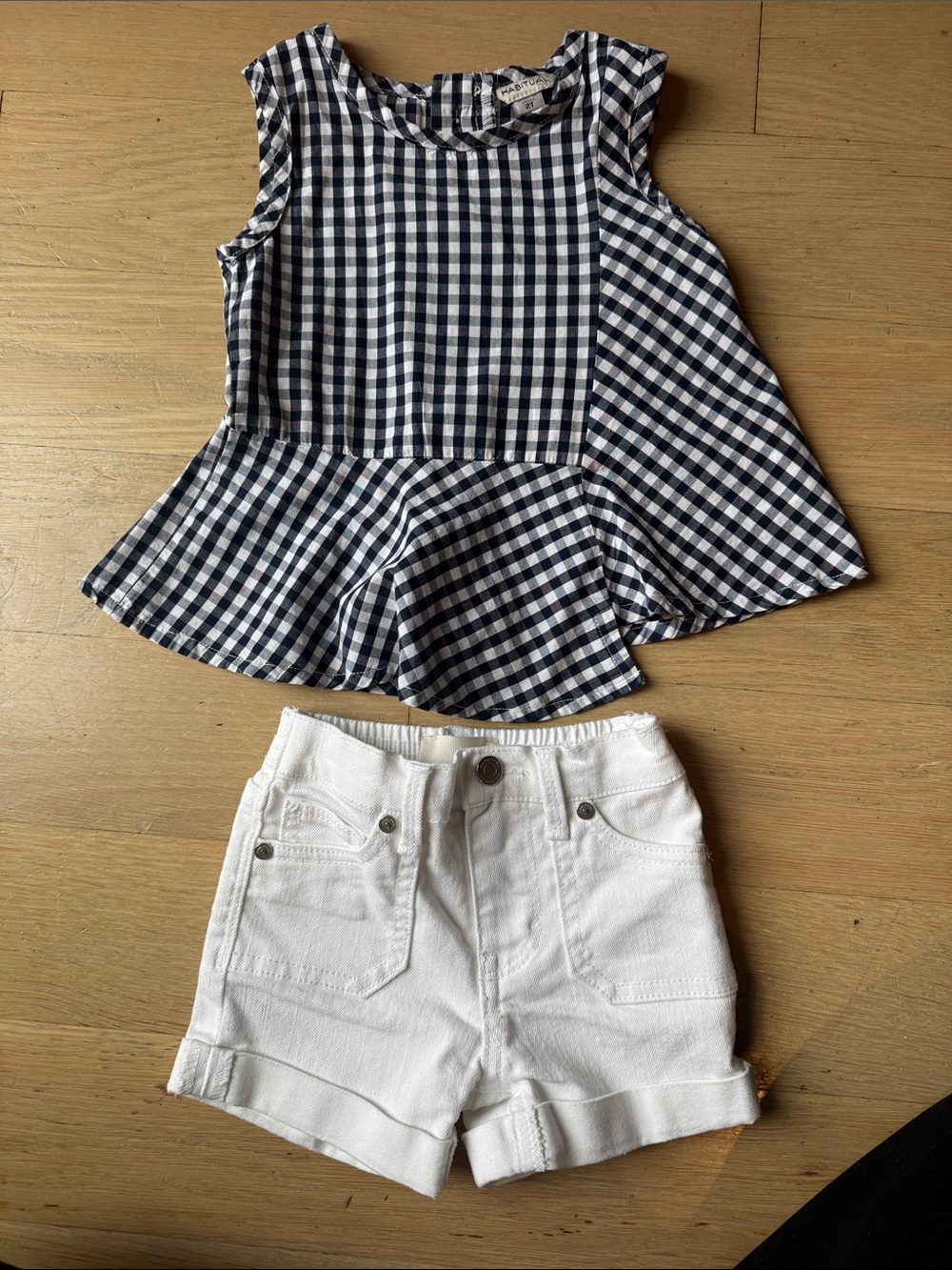 Habitual Girl Blue and White Gingham Top White Shorts Set